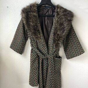 Forever 21 Fur Collar Coat Size S/P
